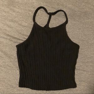 Ribbed Blk crop tank top